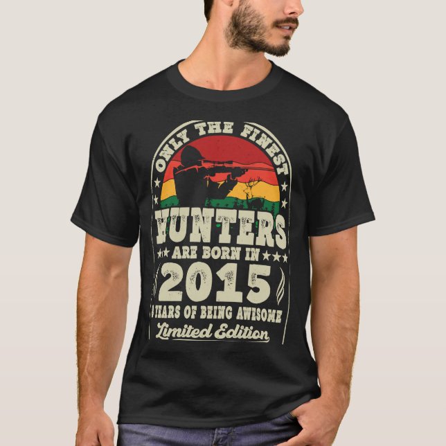 Fjäderfäjägare föds 2015 Hjort Jakt 8th B T Shirt (Framsida)