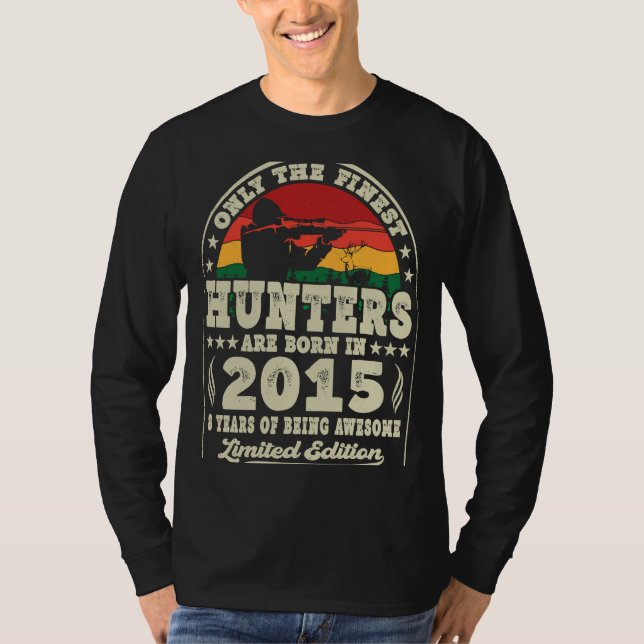Fjäderfäjägare föds 2015 Hjort Jakt 8th B T Shirt (Framsida)