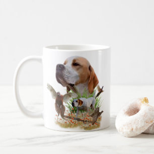 Fjäderfäjning med pekare, konst kaffemugg