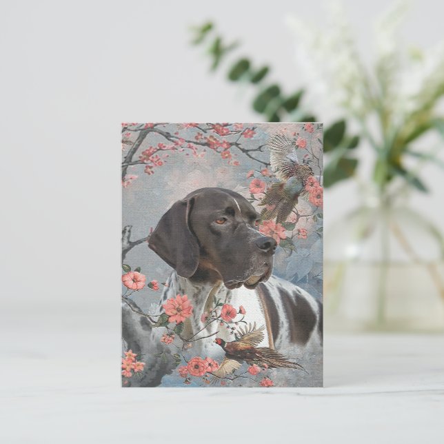 Fjäderfäjning med pekare, vykort (Stående Fram)