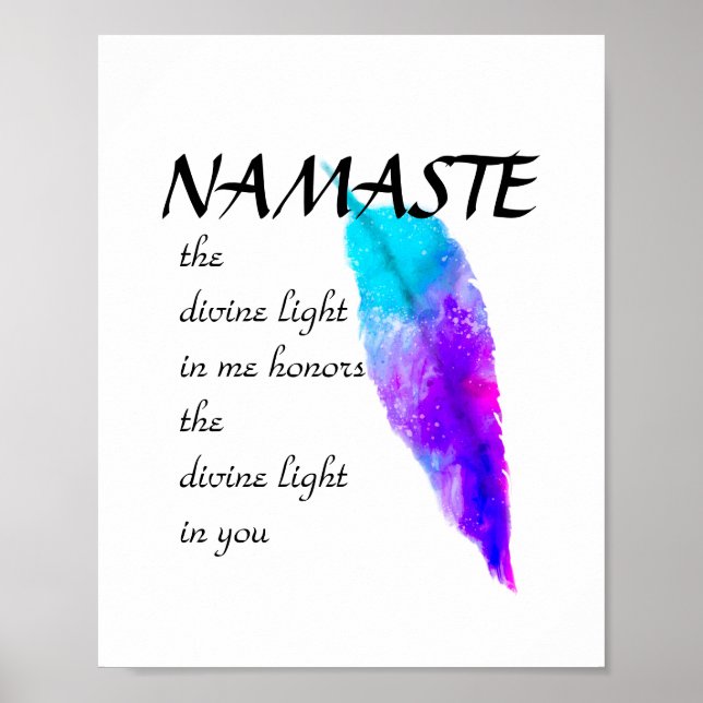 Fjäderfärgen Namaste blue och lila Poster (Framsidan)