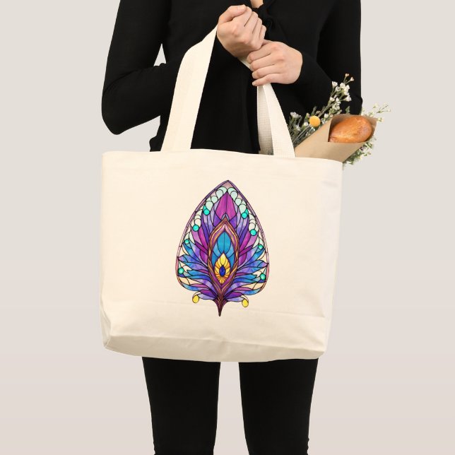 Fjäderfästen av glasfågel art nouveau Stil Jumbo Tygkasse (Framsida (produkt))