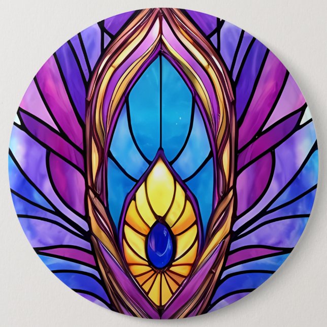 Fjäderfästen av glasfågel art nouveau Stil Knapp (Framsida)