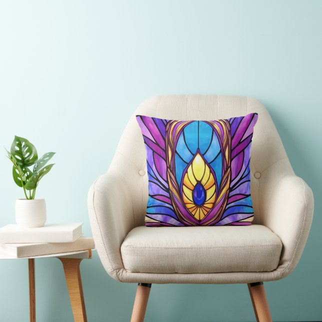 Fjäderfästen av glasfågel art nouveau Stil Kudde (Stol)