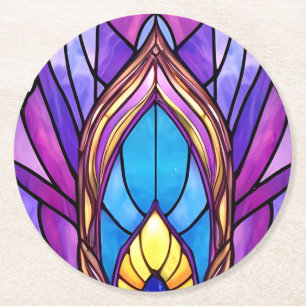 Fjäderfästen av glasfågel art nouveau Stil Underlägg Papper Rund