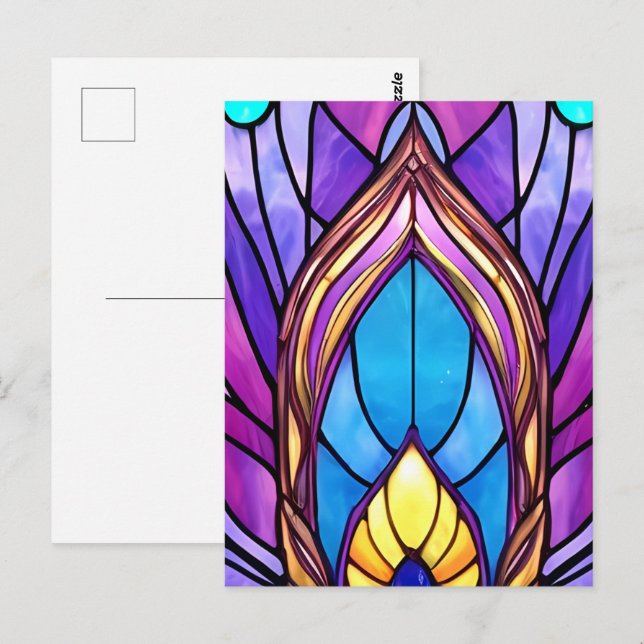 Fjäderfästen av glasfågel art nouveau Stil Vykort (Fram/baksida)