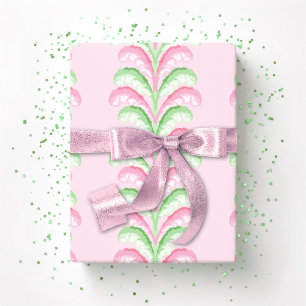 Fjäderfirande Randig i Rosa och Grönt Presentpapper