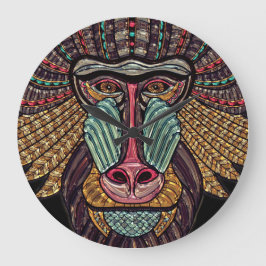Fjäderfon, mosaic african art stor klocka
