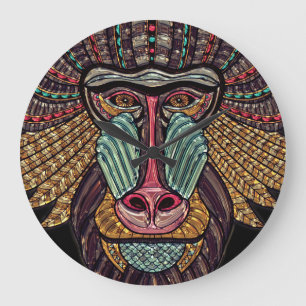 Fjäderfon, mosaic african art stor klocka