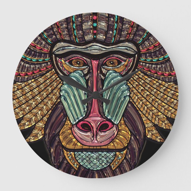 Fjäderfon, mosaic african art stor klocka (Framsida)