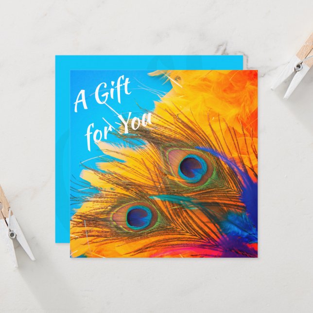 Fjäderinbjudan till Cute Aqua Blue Elegant Peacock (Fram/Back In Situ)