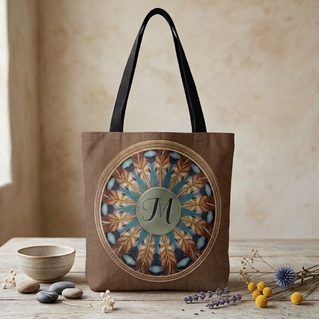 Fjädermandala-handväska Tygkasse (Skapare uppladdad)