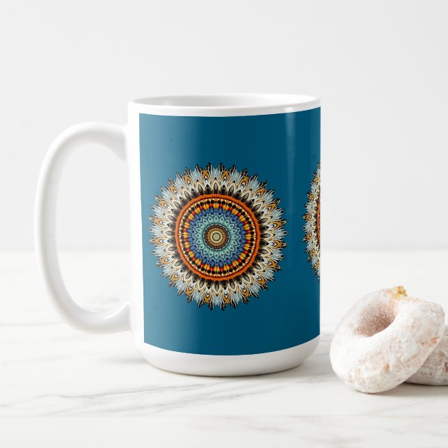 Fjädermandala-mugg Kaffemugg (Med munk)