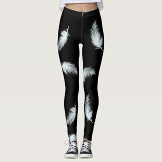 Fjädermönster (anpassadebakgrundsfärg) leggings