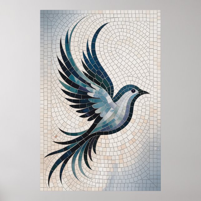 Fjädermosaik - Dekorativ Fågel Poster (Framsidan)