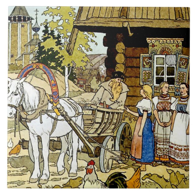 “Fjädern Finist” av Ivan Bilibin Kakelplatta (Framsidan)