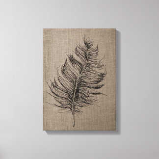 Fjädernr 1 Taupe Canvas Wall Art