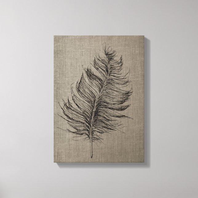 Fjädernr 1 Taupe Canvas Wall Art (Framsida)