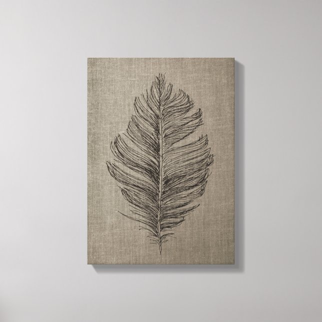 Fjädernr 2 Taupe Canvas Wall Art (Framsida)