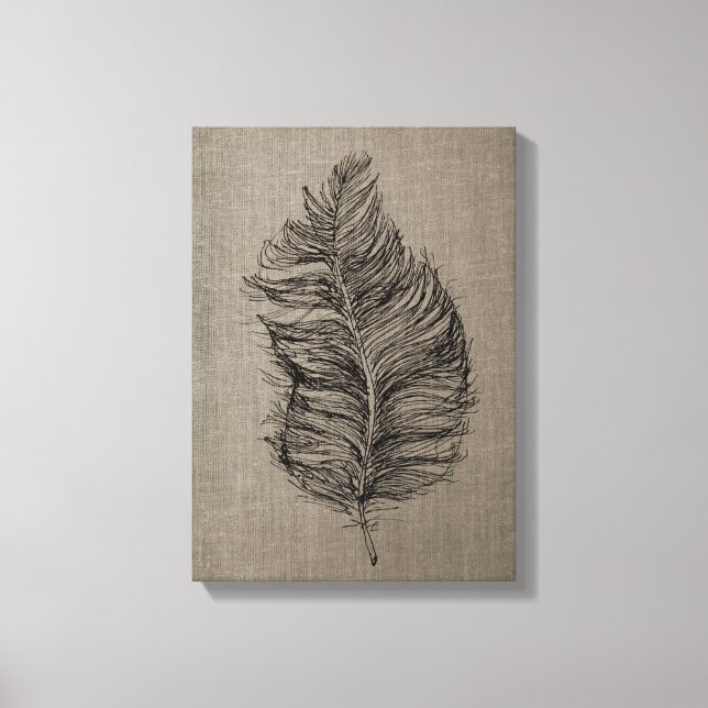 Fjädernr 3 Taupe Canvas Wall Art (Framsida)