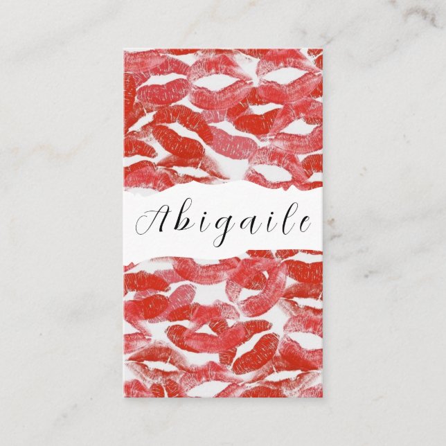 Fjädervektor Sömlös Vintage Läppar Visitkort (Framsida)