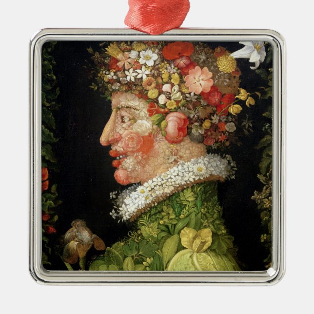 Fjädra en serie som visar de fyra säsongerna julgransprydnad metall (Framsidan)