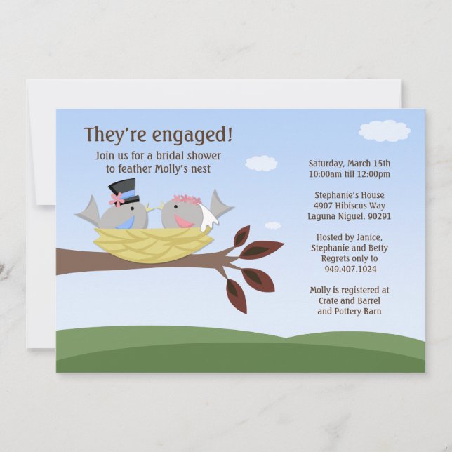 Fjädra Inbjudningskort för möhippan Nest (Framsida)