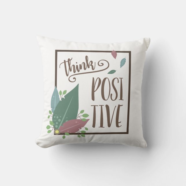 Fjädra med positiv motivation för tänka kudde (Framsida)