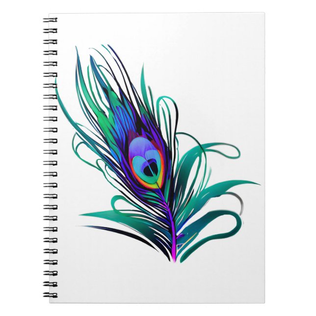 Fjädra Peacock Feather Anteckningsbok (Framsidan)