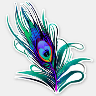 Fjädra Peacock Feather Klistermärken