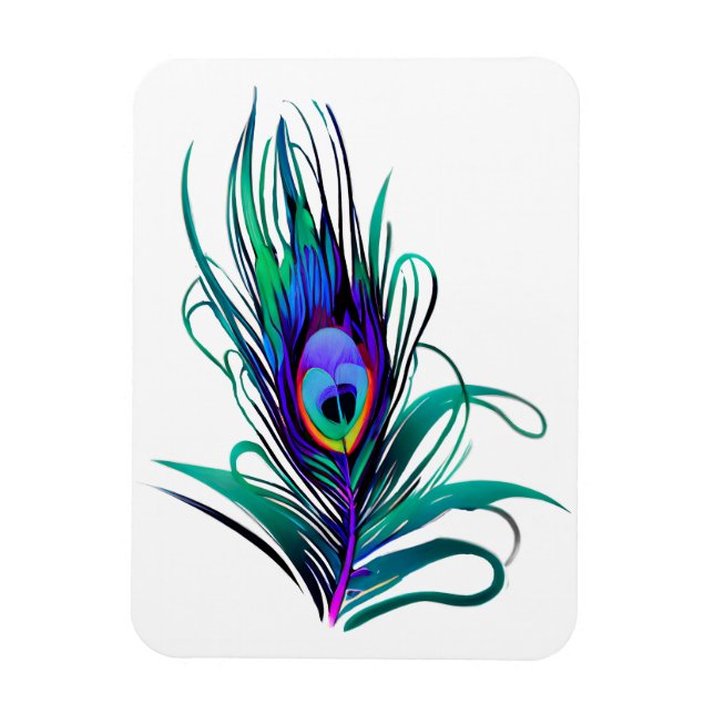 Fjädra Peacock Feather Magnet (Vertikal)