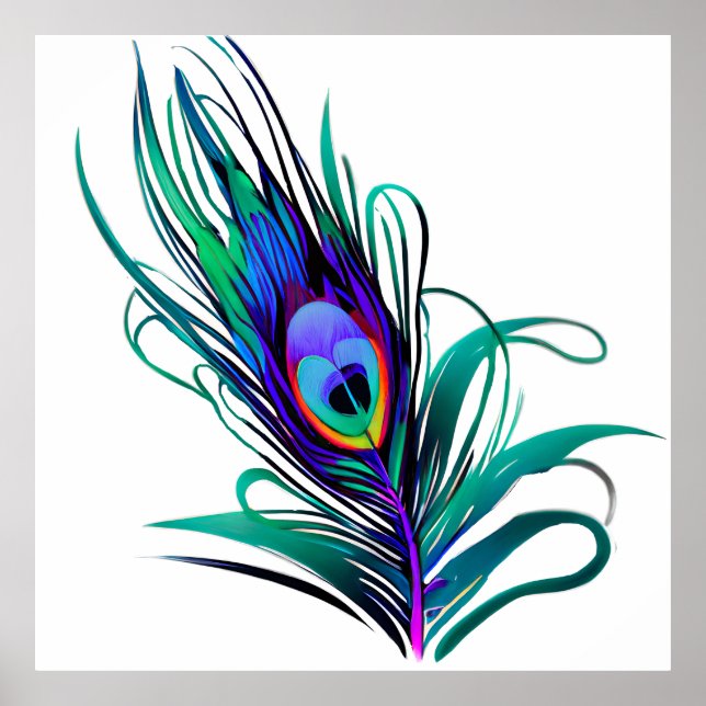 Fjädra Peacock Feather Poster (Framsidan)