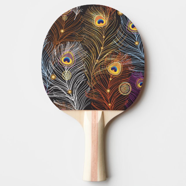 Fjädrar av gyllene fåglar: mörk mönster. pingisracket (Framsidan)