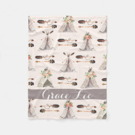 Fjädrar Boho vattenfärgsanpassad filt