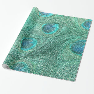 Fjädrar för påfågel för Seafoam gröntglitter Presentpapper