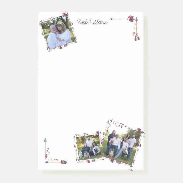 Fjädrar för pilar för foto för anpassningsbar 3 post-it block (Framsida)