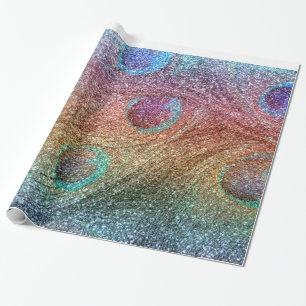 Fjädrar för regnbågeglitterpåfågel presentpapper