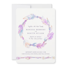 Fjädrar lila vattenfärgsrepetitionsmiddag