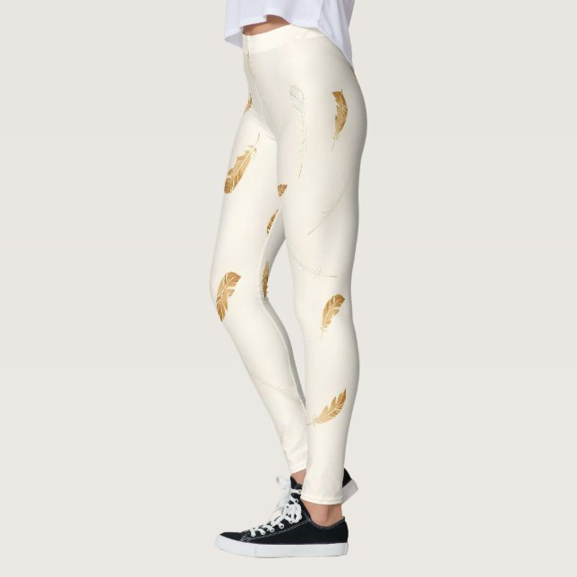 Fjädrar Lyx Modern Boho Kollektion Leggings (Vänster)