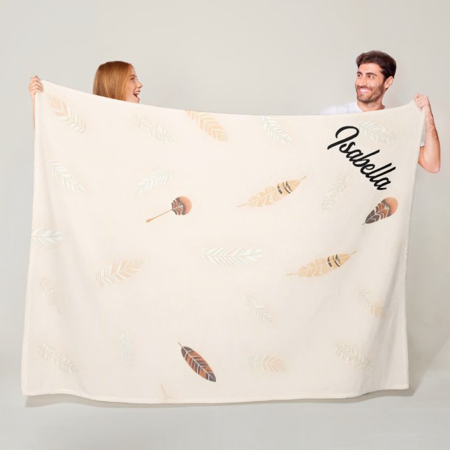 Fjädrar Lyx Populär Boho Kollektion Fleecefilt (På plats)