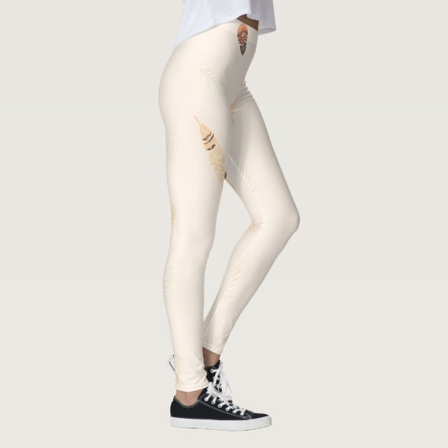 Fjädrar Lyx Populär Boho Kollektion Leggings (Höger)
