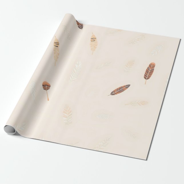 Fjädrar Lyx Populär Boho Kollektion Presentpapper (Utrullad)