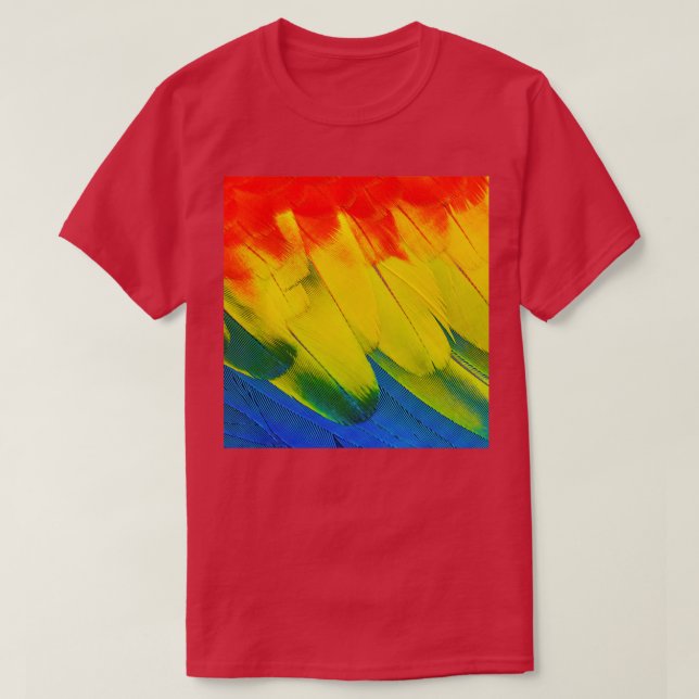 Fjädrar med färgad papegoja t shirt (Design framsida)