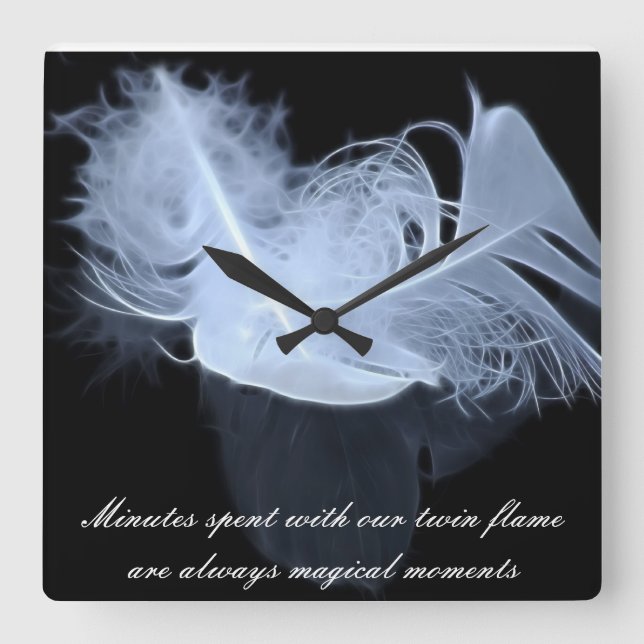 Fjädrar med tvillinglåga och reflektion fyrkantig klocka (Framsida)