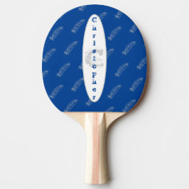 Fjädrar Mönster Blue Simple Modern Namn Monogram Pingisracket