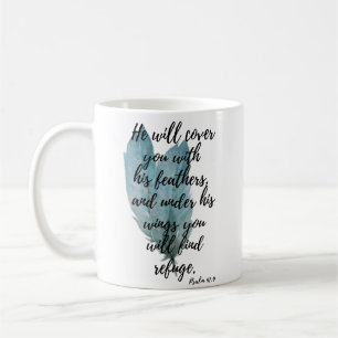 Fjädrar Mugg Psalm 91:4 under hans Vingar