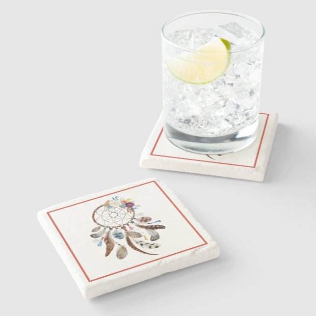 Fjädrar och blommor från stamfjädrar från Dreamcat Stenunderlägg (Sidan)