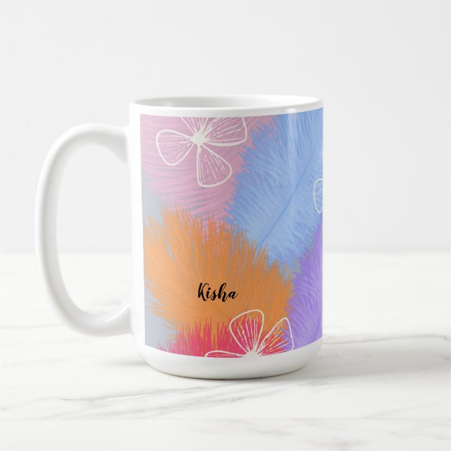 Fjädrar och blommor Pastel Mugg (Vänster)