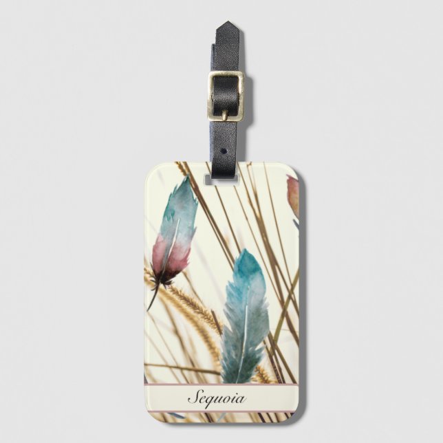 Fjädrar och gräs, anpassade bagagebricka (Framsida vertikal)