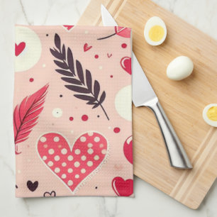 Fjädrar och hearter Romantic Kökshandduk